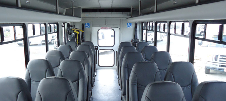 cutaway bus with a center aisle