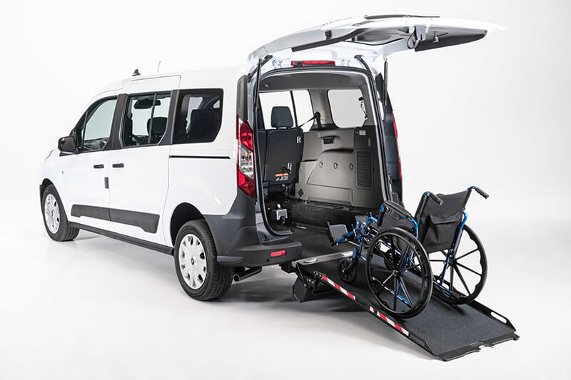 Ford Transit Connect with Driverge rear entry ramp with wheelchair