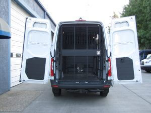 rear view of secure transport vehicle with secure cargo page closed