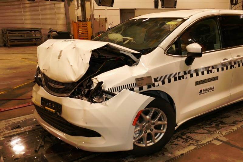 Driverge van crashed for crash testing and certification