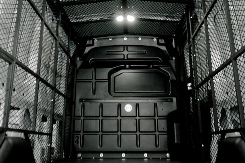 CannaCage bulkhead in van for secure transport