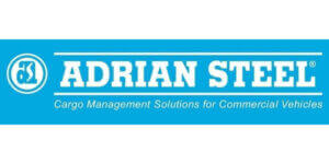 adrian-steel-logo Logo for Adrian Steel with the slogan Cargo Management Solutions for Commercial Vehicles on a blue background.