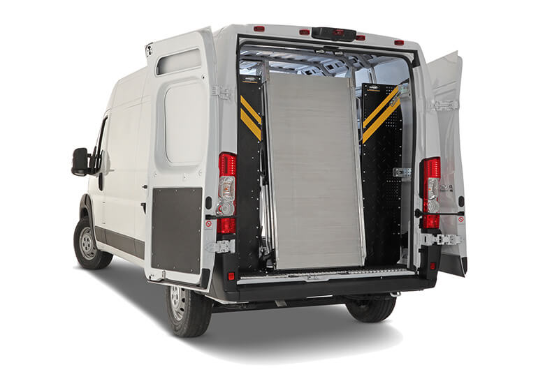 A white cargo van with its rear doors open reveals an empty interior and metal partition, perfect for a vocational plumbers mobile workshop. A white cargo van with its rear doors open reveals an empty interior and metal partition, perfect for a vocational plumbers mobile workshop.