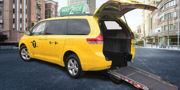 Wheelchair taxi minivan with ramp